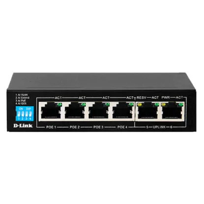 تصویر  سوییچ 6 پورت POE دی-لینک مدل DES-F1006P-E